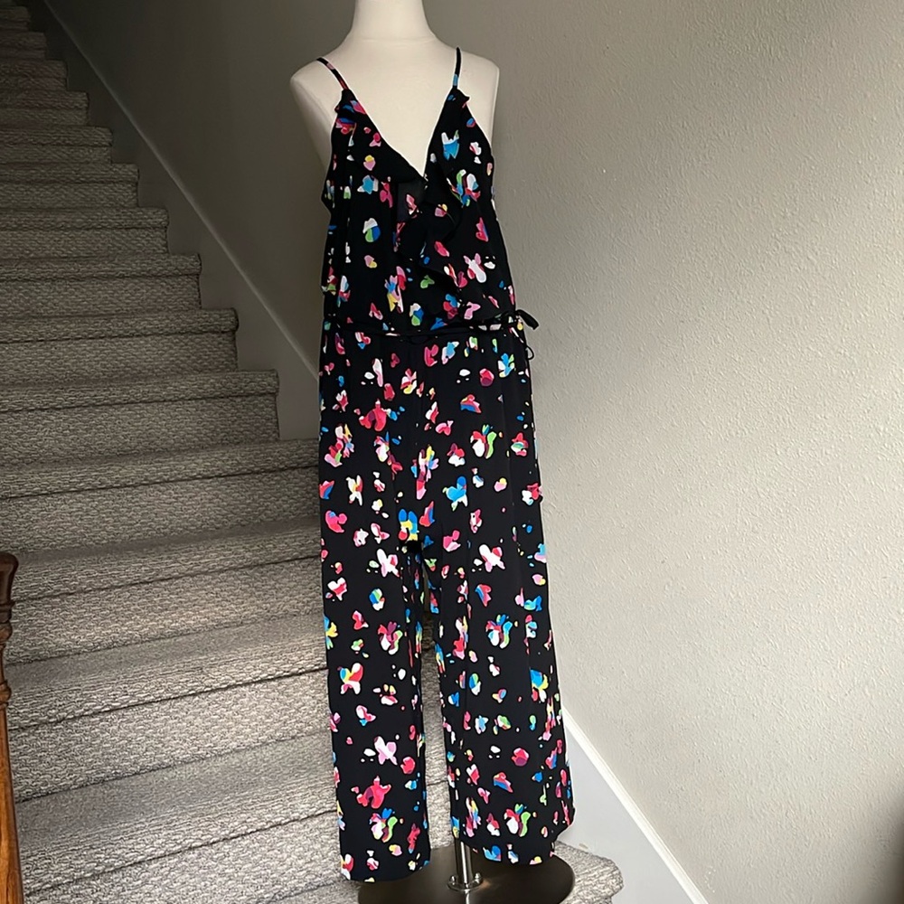Kate & Mallory Sz L Floral Wide Leg Jumpsuit